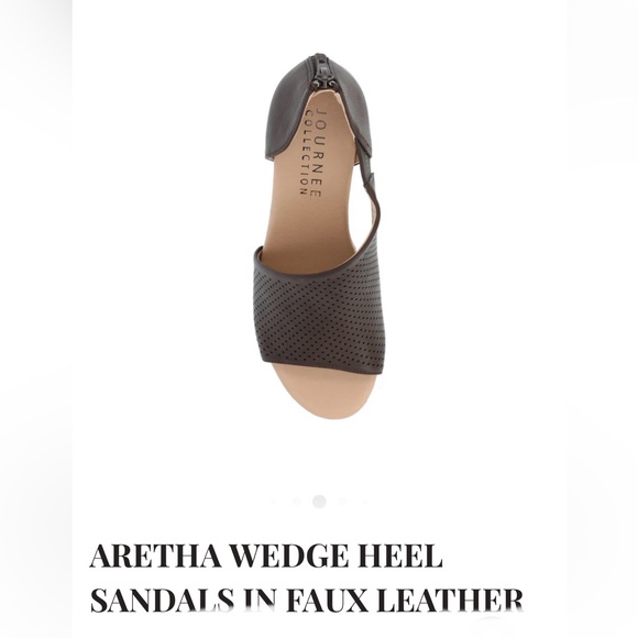 🀄️♣️ JOURNEE COLLECTION ARETHA WEDGE HEEL SANDALS IN FAUX LEATHER SIZE 7 1/2 - Picture 6 of 16